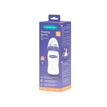 Lansinoh cumisüveg 240 ml - közepes folyású etetőcumival + fedéllel